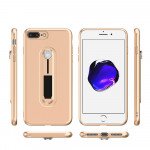 Wholesale iPhone 8 Plus / 7 Plus Runner Slide Stripe Finger Holder Stand Case (Rose Gold)